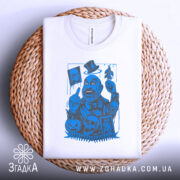 Футболка жорсткий хорор стиль — деталі тканини та країв принта крупним планом.