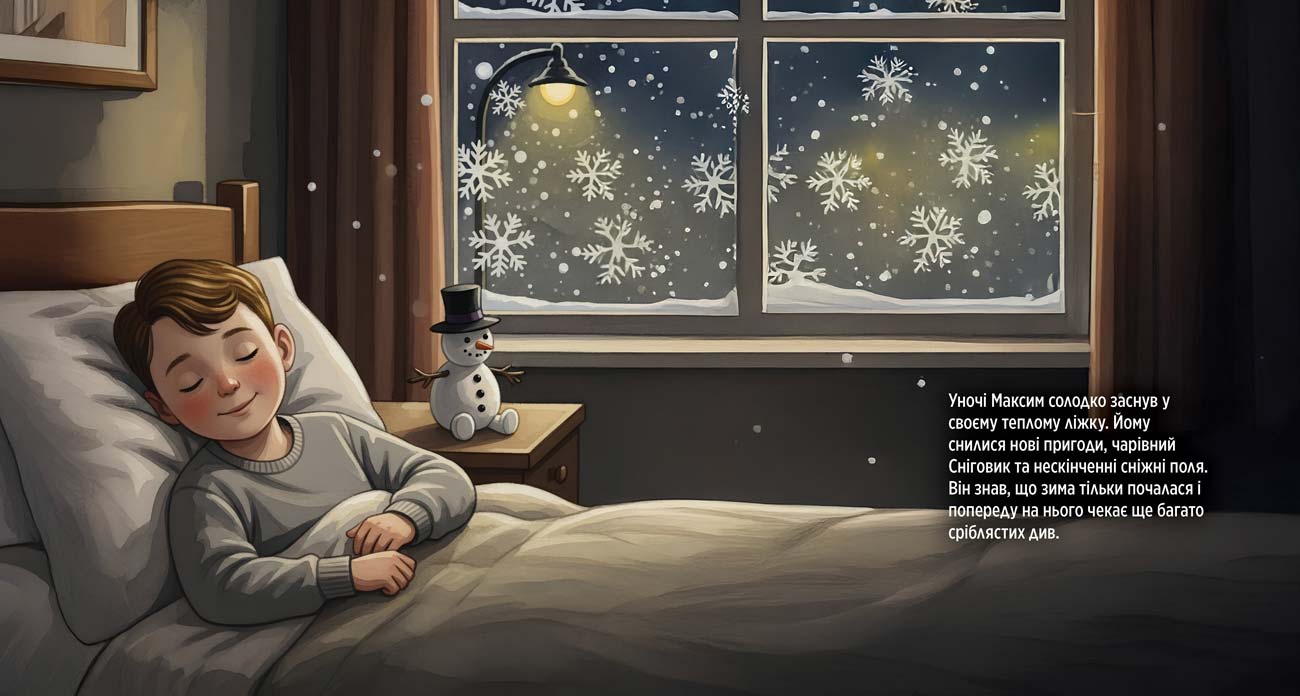 менна книга сторінка 10 — Іменна книга, Максим сидить за столом і їсть десерт зі збитими вершками після пригод.