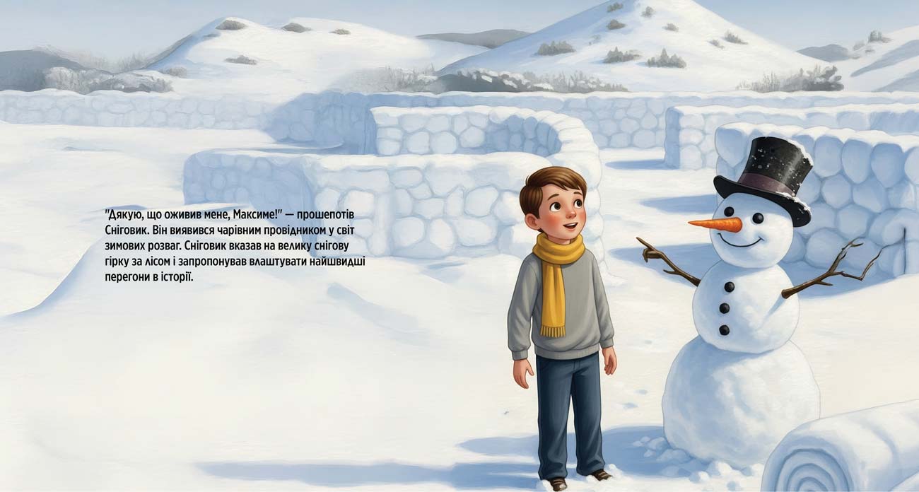 Іменна книга сторінка 7 — Іменна книга, Максим з собакою весело з'їжджають на санчатах із високого пагорба.