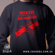 Світшот Похуй на норму — світшот, крупний план принта на нейтральному фоні.