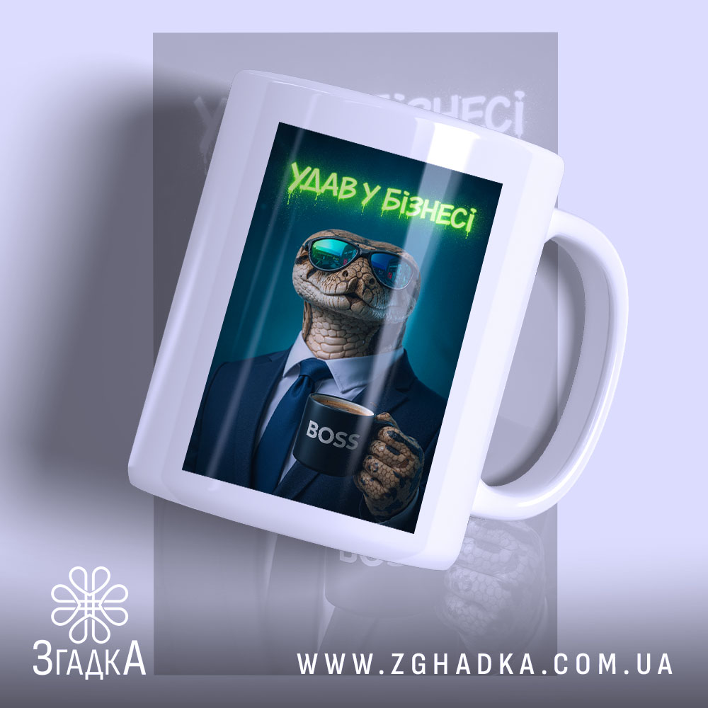 Чашка удав у бізнесі стильний бос, біла чашка з принтом удава в.