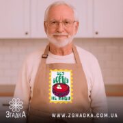 Фартух без борщу не живу, бежевий, на чоловікові з бородою, бренд Згадка.