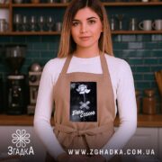 Фартух будь собою стильний напис, бежевий, на жінці в кухні, бренд Згадка.