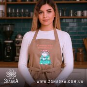 Фартух cпочатку кава потім обов'язки, бежевий фартух на жінці з кухонним фоном,.