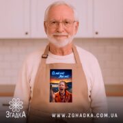 Фартух Емоційна для офісу, бежевий, на чоловікові з бородою, бренд Згадка.