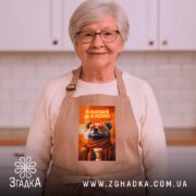 Фартух я сьогодні не в ресурсі з ведмедем, бежевий, на жінці, кухня. ракурс 5