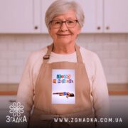 Фартух Іронічний офісний гумор, бежевий, на жінці в кухні, бренд Згадка.