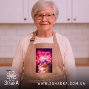 Фартух Коли настрій всьооо, бежевий, на моделі, домашня кухня, бренд Згадка.