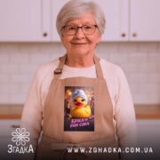 Фартух краса моя сила, бежевий на бабусі, кухня, бренд Згадка.