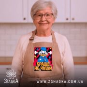 Фартух краще не чіпай, бежевий, на жінці, кухня, бренд Згадка. ракурс 5