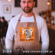 Фартух мавпочка Панч будь добрим, бежевий, на чоловікові в кафе, бренд Згадка.