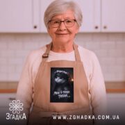 Фартух мені б трохи тепла кіт лицар, бежевий, на жінці, кухня, бренд.