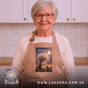 Фартух мрія починається з дива, бежевий, на жінці, кухня, бренд Згадка.