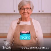 Фартух нам світить срака, бежевий, на жінці, світла кухня, бренд Згадка.