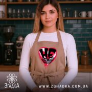 Фартух не втрачай надії, бежевий, на моделі в кухні, бренд Згадка.