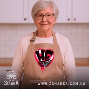 Фартух не втрачай надії, бежевий, на жінці в кухні, бренд Згадка.