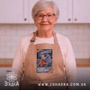 Фартух Панч обирай доброту, бежевий, на жінці, з усмішкою, бренд Згадка.