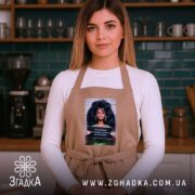 Фартух подарунок для Близнюків, бежевий, на жінці в кухні, бренд Згадка.