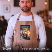Фартух понеділок почався мем дизайн, бежевий фартух на чоловікові, кафе, бренд Згадка.