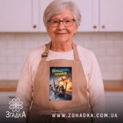 Фартух понеділок почався мем дизайн, бежевий фартух на бабусі, домашня обстановка, бренд.