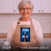 Фартух працюю за гривні, бежевий, на жінці з сивим волоссям, бренд Згадка.