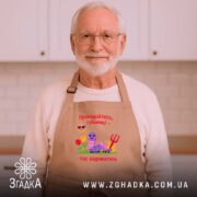 Фартух прокидайтесь грішниці час відриватись, бежевий, на чоловікові, кухня, принт з черв'яком,.