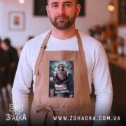 Фартух пиздатий але жонатий, бежевий, на чоловікові в кафе, бренд Згадка.