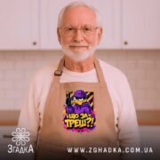 Фартух що за треш з качкою, бежевий, на літньому чоловікові, кухня на.