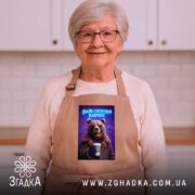 Фартух вайб свободи Карпат з ведмедем, бежевий, на жінці, домашня кухня, бренд.