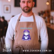 Фартух відчуваю піздец таро стиль, бежевий колір, чоловік у кафе, бренд Згадка.