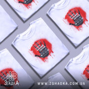 Футболка чесний склад стріт арт, біла, кілька штук, принт червоний, бренд Згадка.