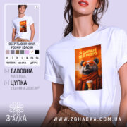 Футболка я сьогодні не в ресурсі з ведмедем, біла, на моделі, бренд.