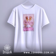 Футболка куролеви гламурні курочки, біла, на вішалці, принт з курочками, Згадка.