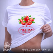 Футболка продам помідори прикольний мем, на моделі, біла, принт з помідорами, бренд.