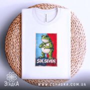 Футболка six seven мем стиль, на плетеній основі, з принтом, бренд Згадка.