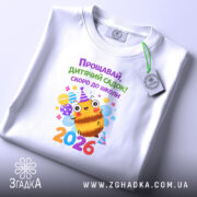 Футболка випускник дитячого садка 2026, біла з етикеткою, бренд Згадка.