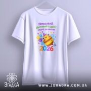 Футболка випускник дитячого садка 2026, біла на вішалці, бренд Згадка.