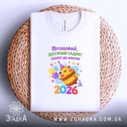 Футболка випускник дитячого садка 2026, біла на кошику, бренд Згадка.