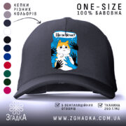 Кепка що за фігня мем з котом, чорна, з малюнком, бренд Згадка.