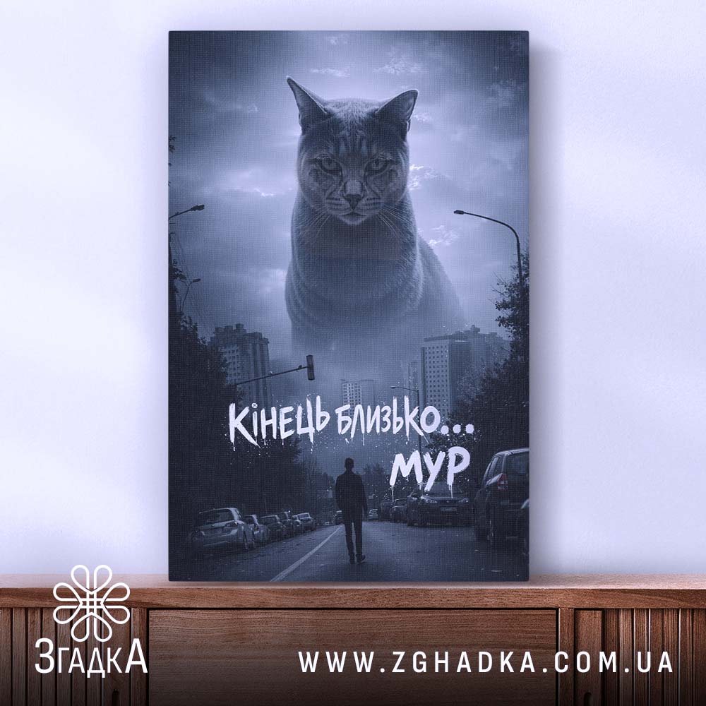 Холст кінець близько мур стиль, вертикальний ракурс, чітка графіка, бренд Згадка.