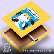 Холст що за фігня мем з котом, відкритий, видно внутрішню частину, бренд.