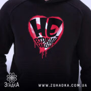 Худі не втрачай надії, близький план принта, чорний фон, бренд Згадка.