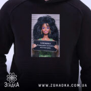 Худі подарунок для Близнюків, чорний колір, близький ракурс, принт на грудях, бренд.