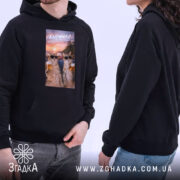 Худі подарунок для Близнюків, чорний колір, модель у худі, капюшон, принт з.