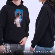 Худі подарунок для Козорога, чоловік і жінка в чорних худі, принт з.