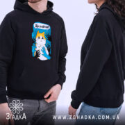 Худі що за фігня мем з котом, чорний колір, моделі в одязі,.