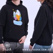 Худі Світлого Великодня святковий принт, двоє людей, капюшони, стильний вигляд, бренд Згадка.