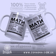 Чашка мати василева смішний напис, дві чашки з однаковим дизайном, бренд Згадка.