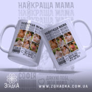 Чашка найкраща мама з фото, дві чашки, глянцевий фон, яскраві зображення, Згадка.