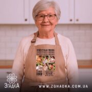 Фартух найкраща мама з фото, бежевий, на жінці, кухня, бренд Згадка.